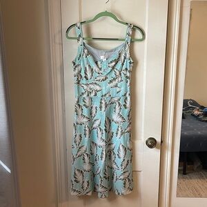 LOFT Leaf Print Midi Dress - Size 4